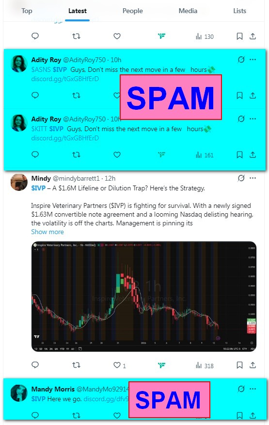 X search results filled with Discord spam